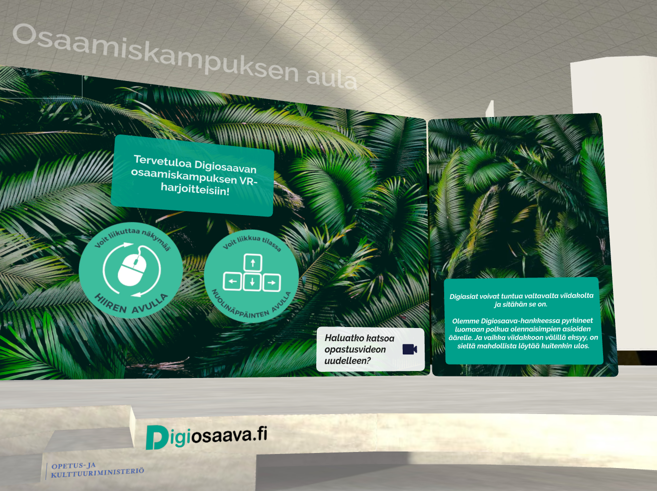 Digiosaava hankkeessa tuotetun VR ympäristön osaamiskampusaula