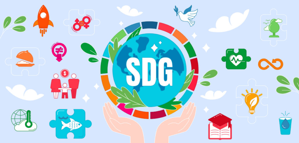 Flat icons of sustainable development goals by united